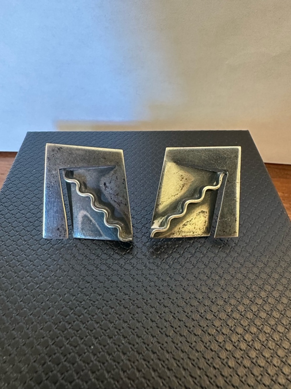 MCM Ed Wiener Sterling modernist screw back earrings
